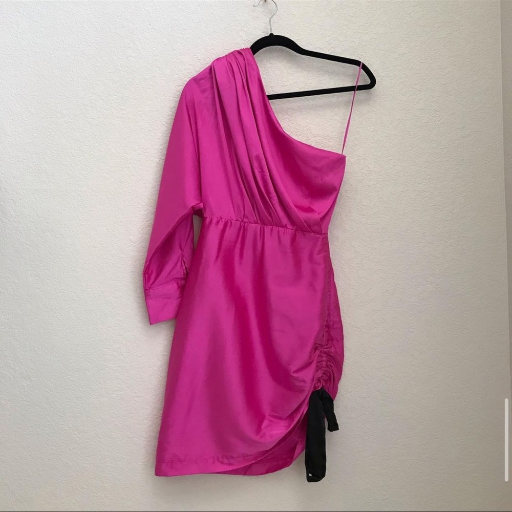 Luxxel | Magenta One Shoulder Party Dress